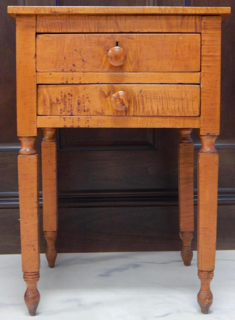 Antique Tiger Maple Two-Drawer Night Stand (1 of 5)
