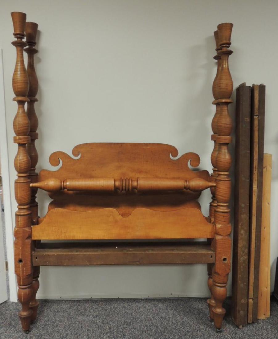 Antique Tiger Maple 4 Post Bed with Turned Poles (1 of 5)