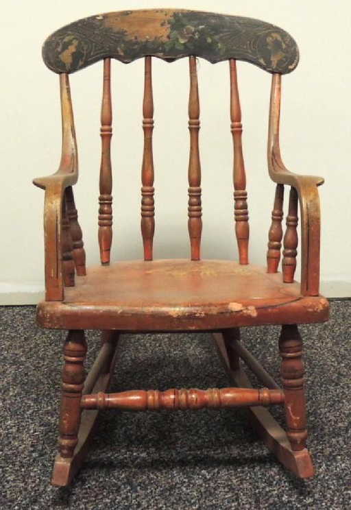 Antique Child's Rocking Chair With Original Paint - Antique Child's Rocking Chair With Original Paint