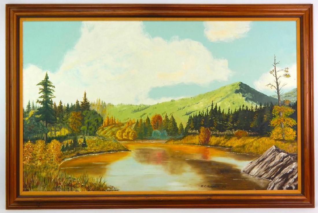 Landscape : Framed Original Oil of Canvas by K.C. (1 of 3)