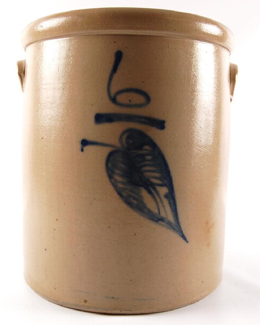 Antique 6 Gallon Stoneware Crock with Leaf Design (1 of 4)