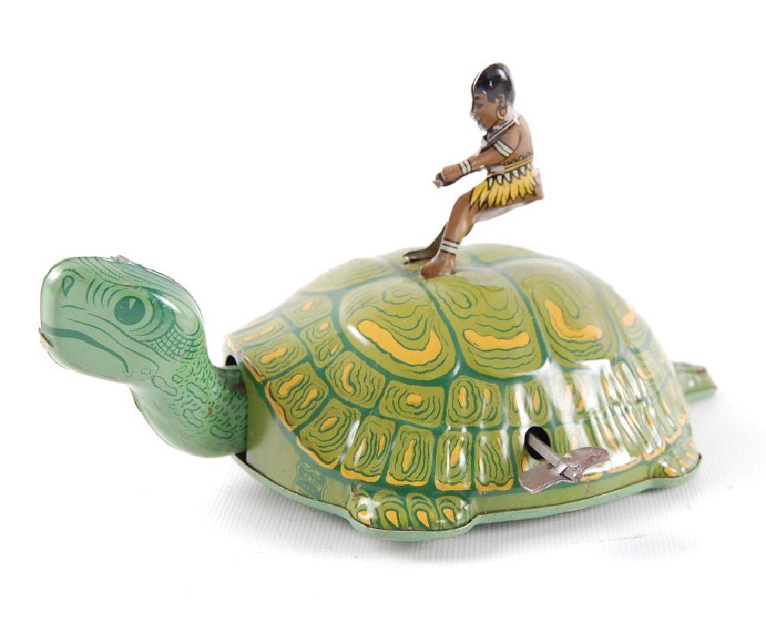 Vintage J. Chein Wind-Up Tin Turtle with Girl Rider (1 of 4)