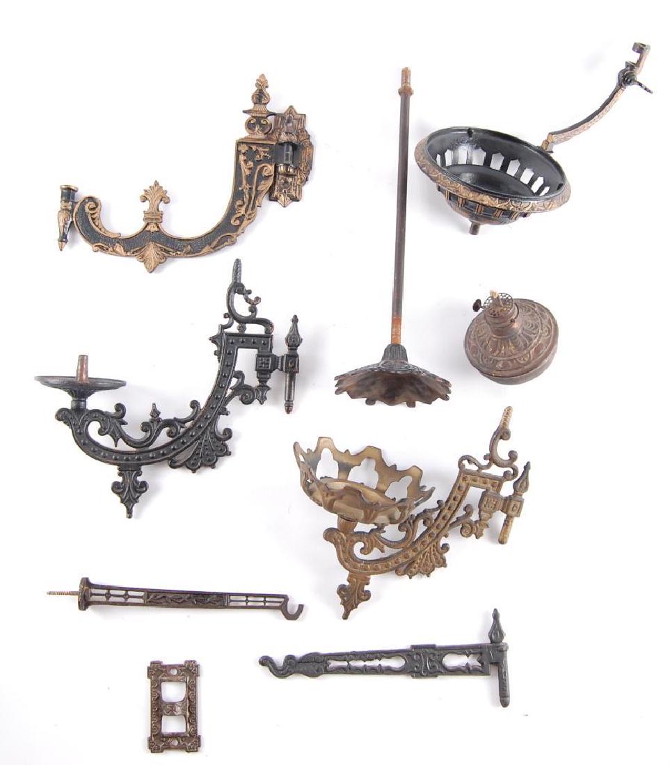 Group of Antique Cast Iron Wall Sconce Parts (1 of 4)