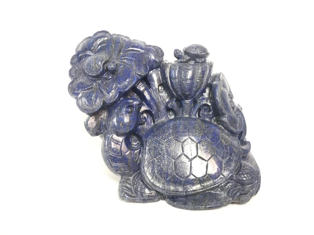 Vintage Carved Lapis Turtle Statue (1 of 2)