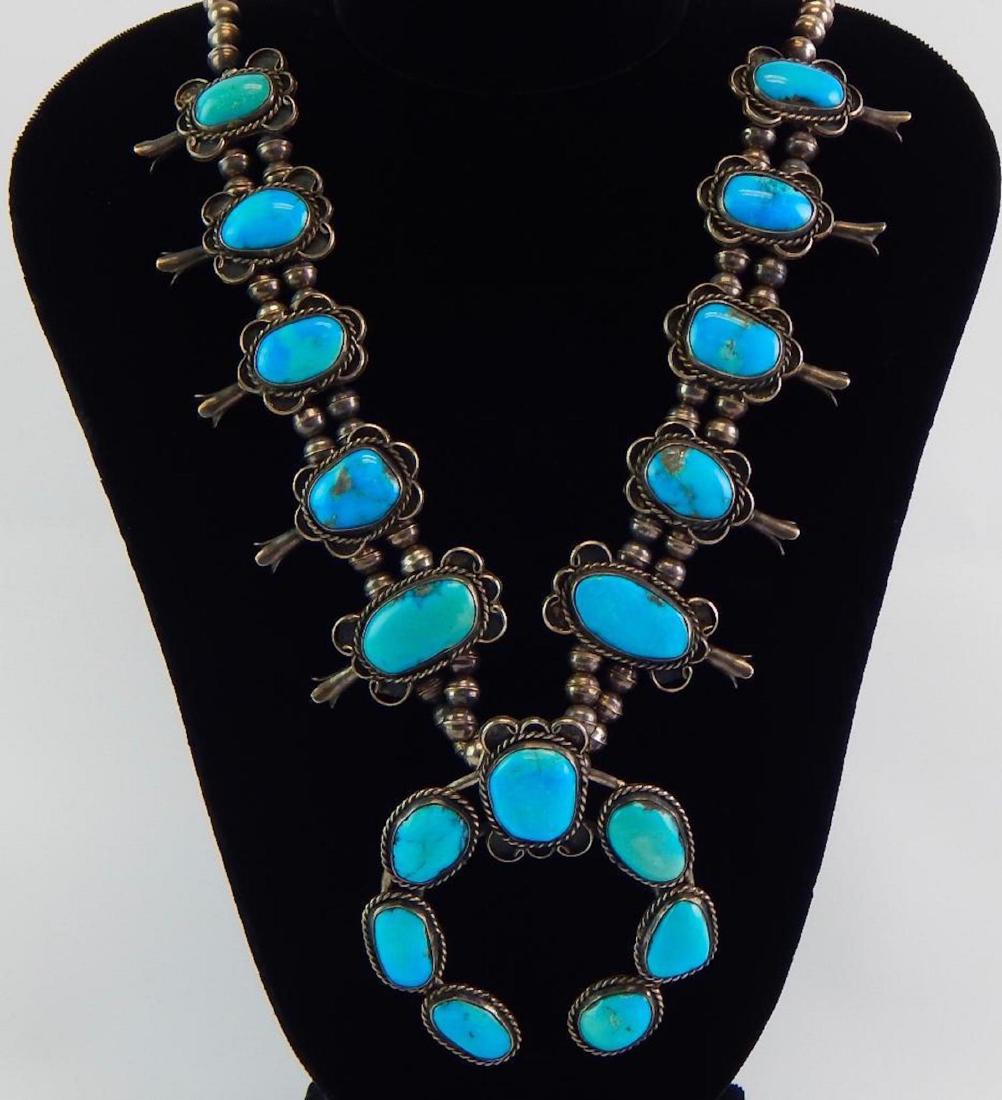 Vintage Turquoise Squash Blossom Necklace (1 of 1)