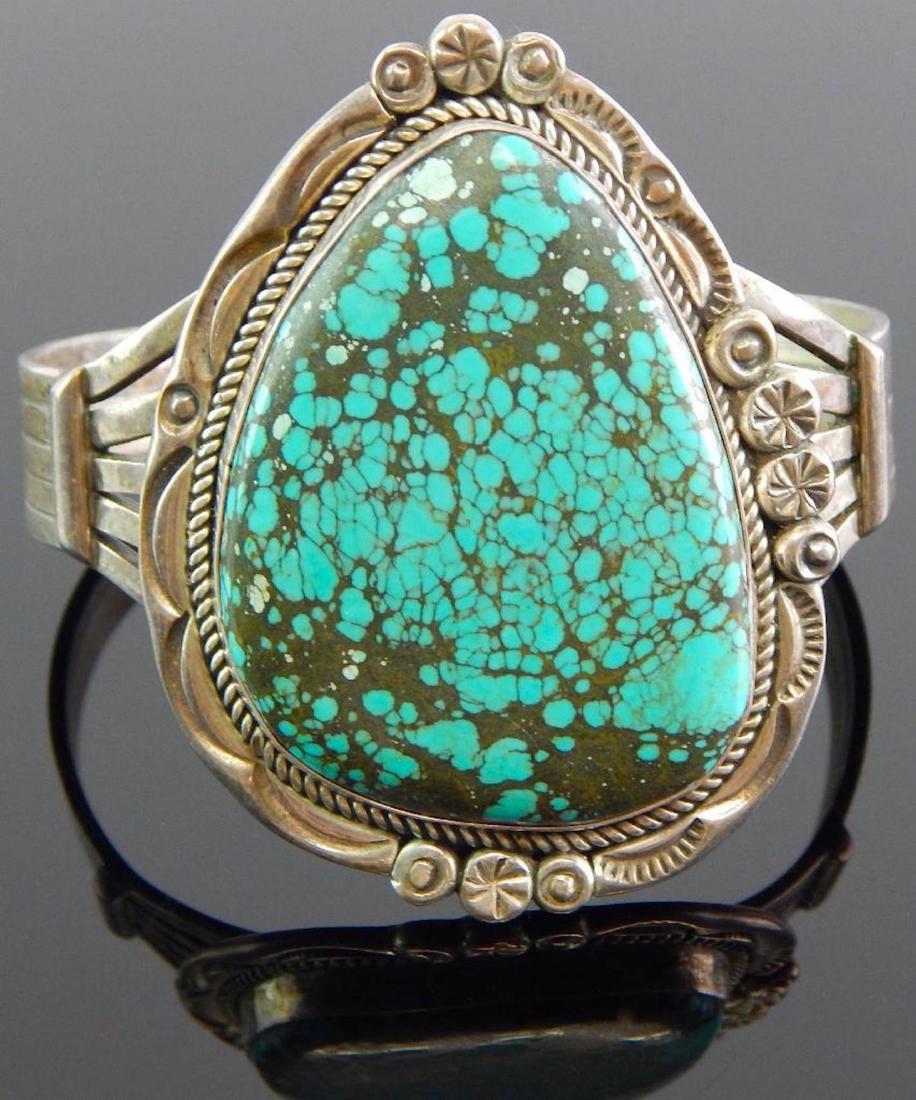 Albert McCabe Signed Turquoise & Sterling Silver Cuff (1 of 5)