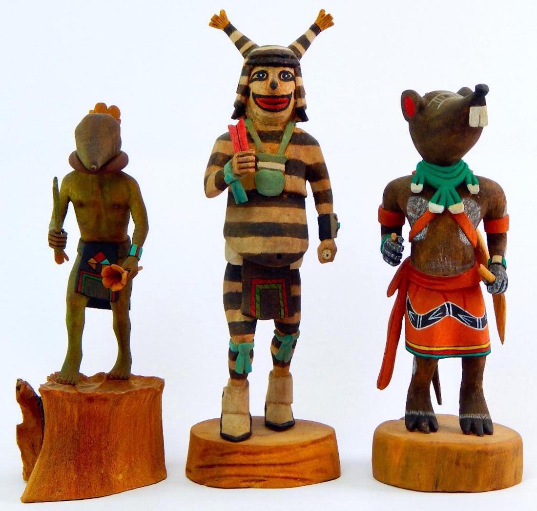 Lot of 3 : Hopi Cottonwood Kachinas - Signed (1 of 8)