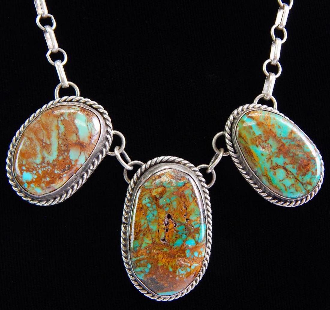 Sterling Silver 3 Stone Turquoise Necklace (1 of 2)