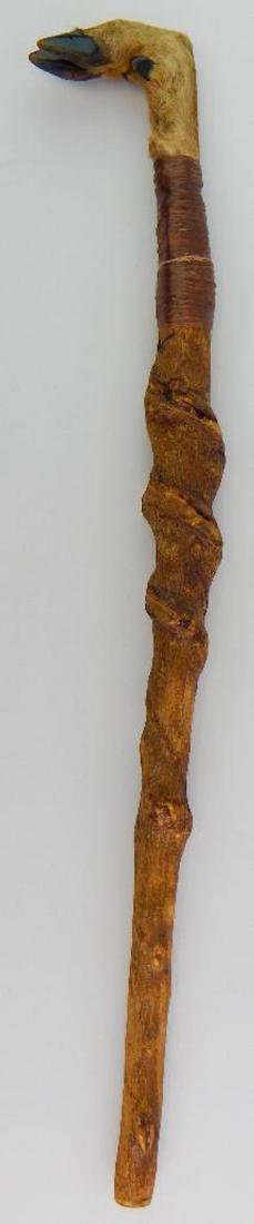 Handmade Twisted Root and Deer Hoof Cane: Vintage cane measures 36-3/8 inches.