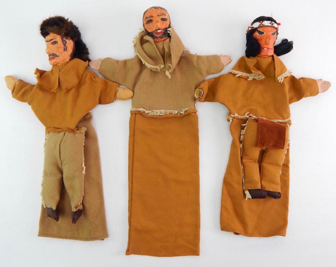 Lot of 3 : Handmade Puppets - Native American + (1 of 2)