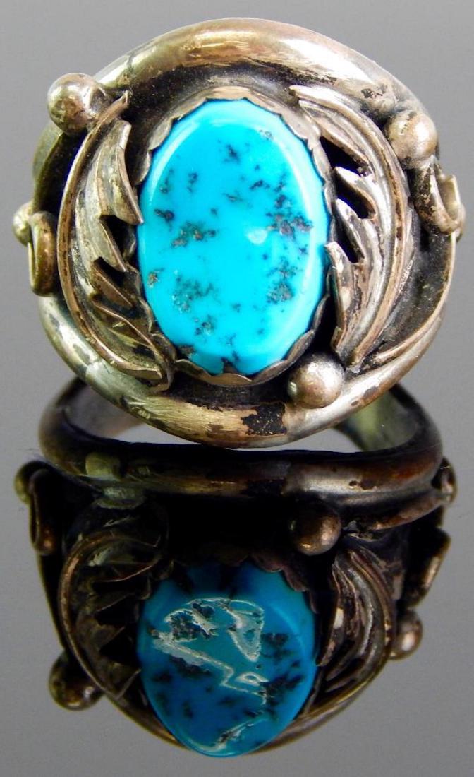 R. T. Begay Navajo Sterling Silver Turquoise Ring (1 of 5)