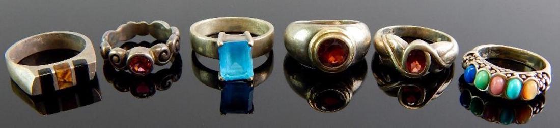 Group of 6 Sterling Silver Gemstone Rings (1 of 1)