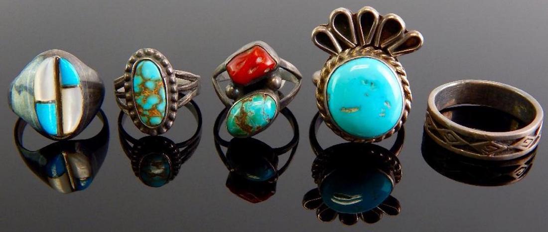 Group of 5 Sterling Silver Southwestern Rings (1 of 1)