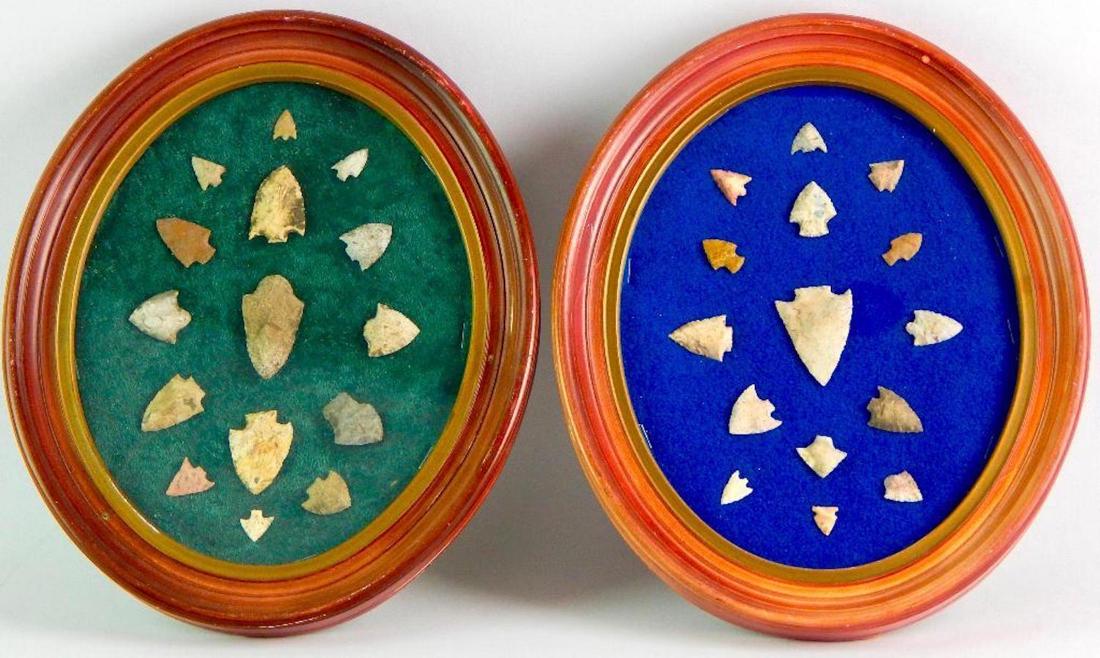 Lot of 2 : Oval Framed Arrowhead Displays (1 of 1)