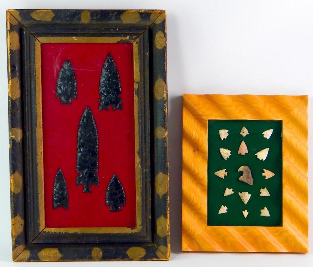 Lot of 2 : Framed Stone Arrowhead Displays (1 of 3)