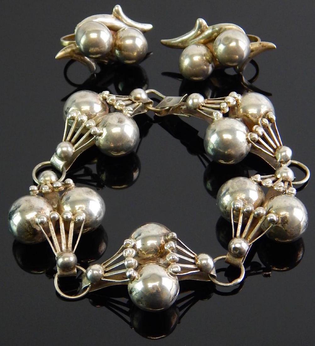 Mexican Sterling Silver Bracelet & Earrings Set (1 of 1)