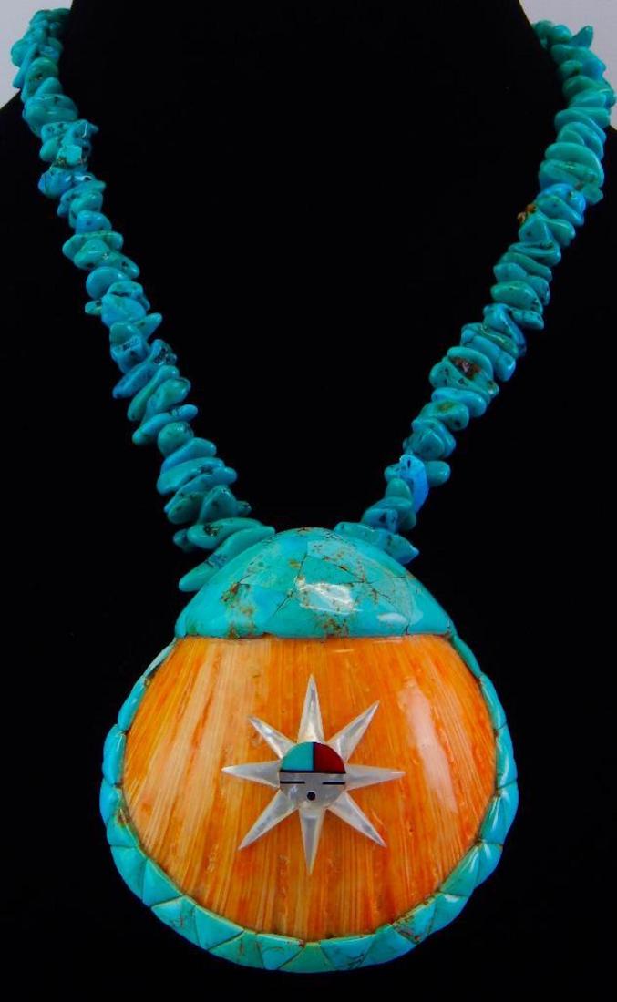 Large Spiny Oyster Shell Turquoise Necklace (1 of 1)