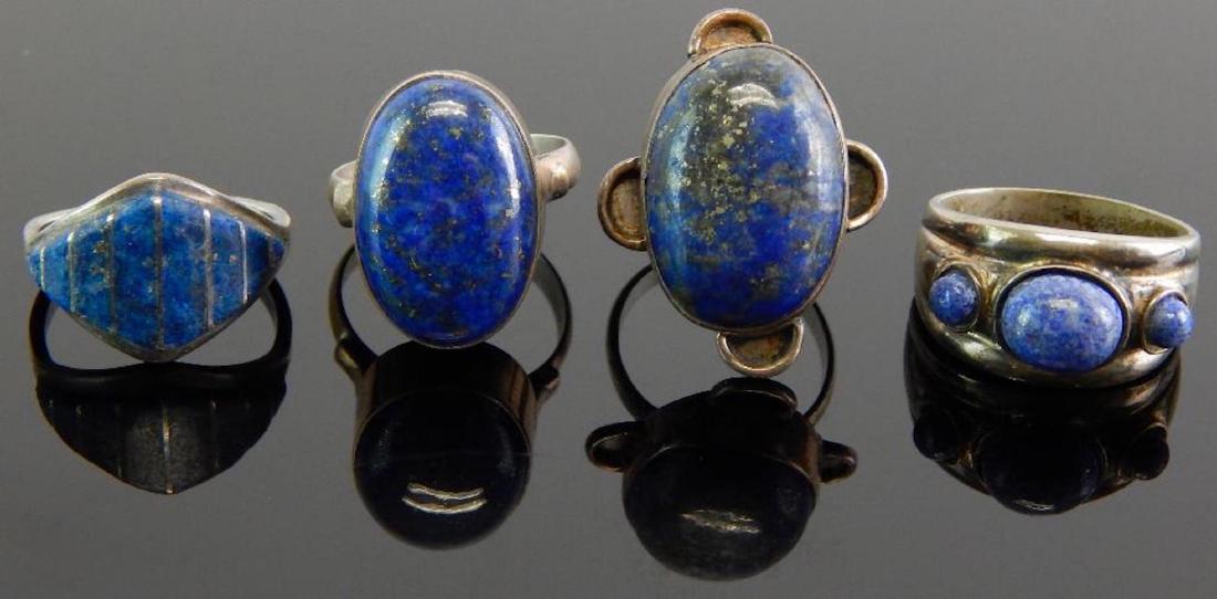 Group of 4 Sterling Silver & Lapis Rings (1 of 5)