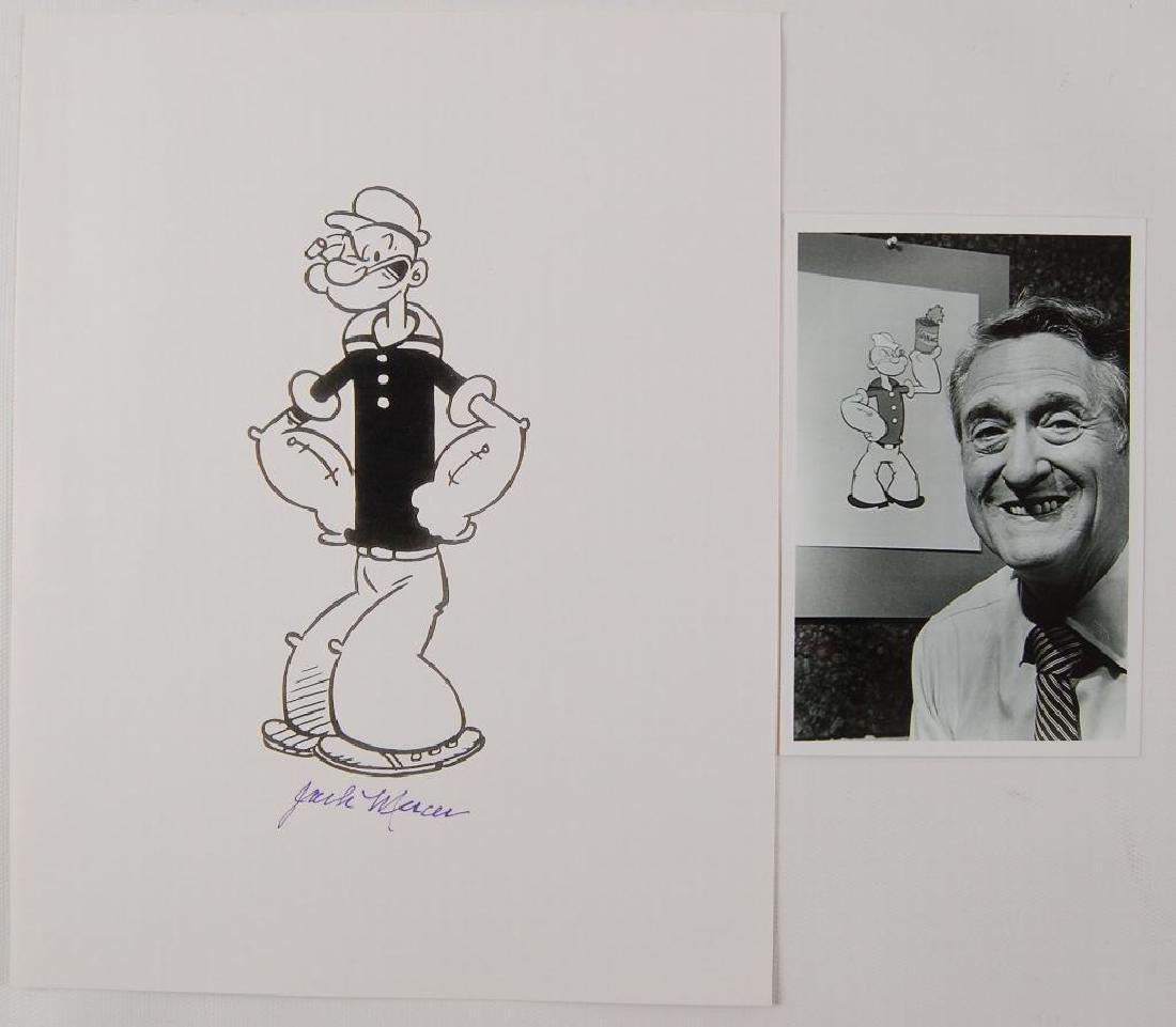 Jack Mercer Signed Popeye Drawing with Photograph (1 of 2)