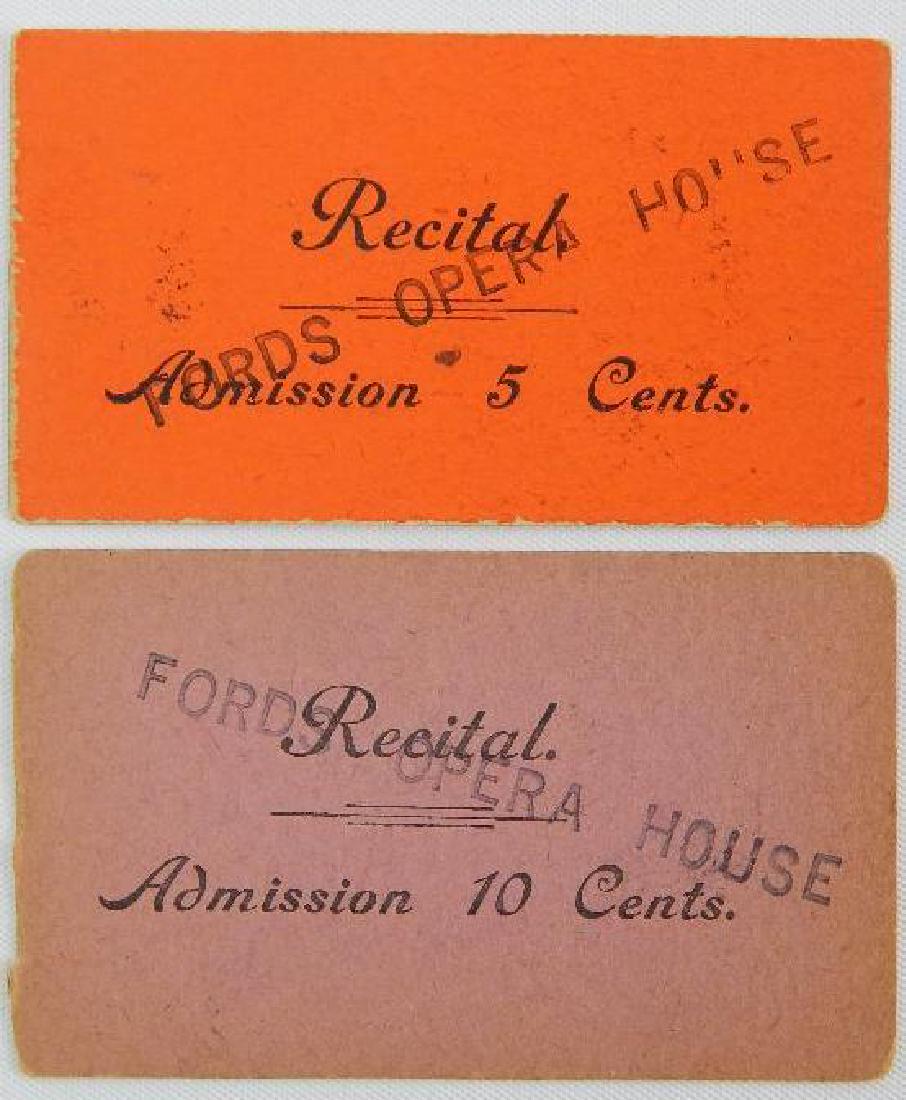 2 1865-1866 Tickets to Fords Theater/Opera House (1 of 2)
