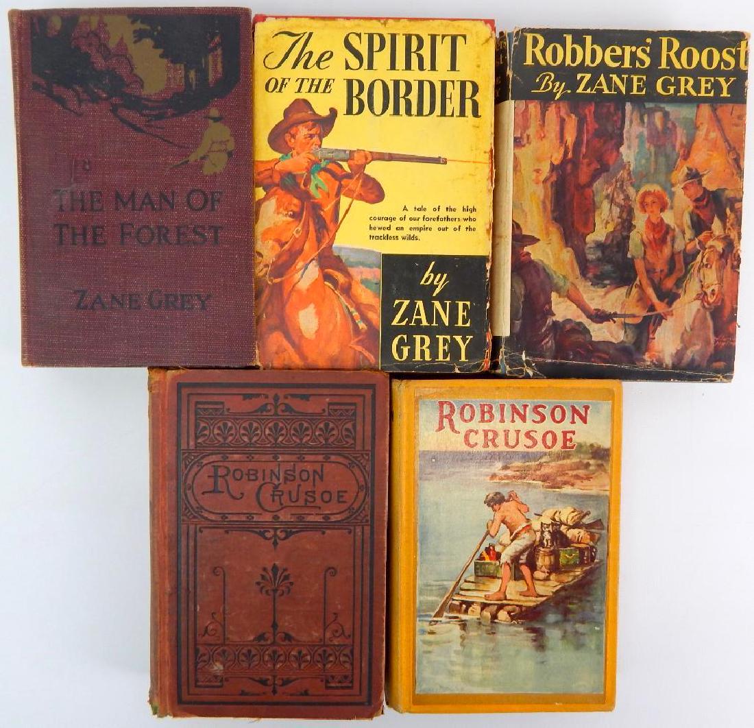Group of 5 Zane Grey and Daniel Defoe Novels (1 of 2)