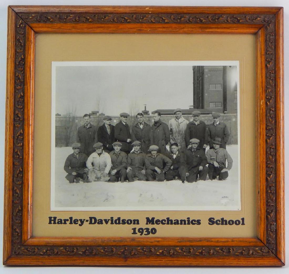 Framed Photograph of Harley Davidson Mechanics School: Class of 1930, 15 x 14