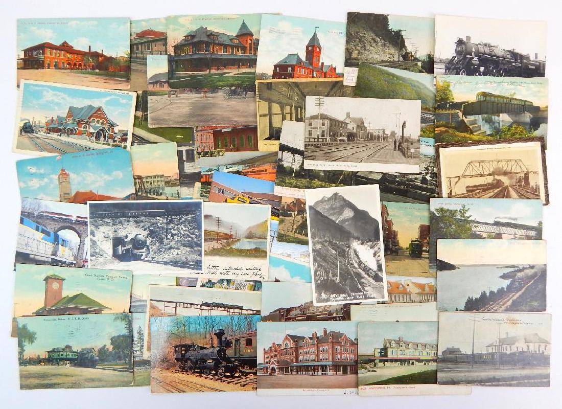 Group of 50 Railroad, Train, and Train Depot Postcards (1 of 5)
