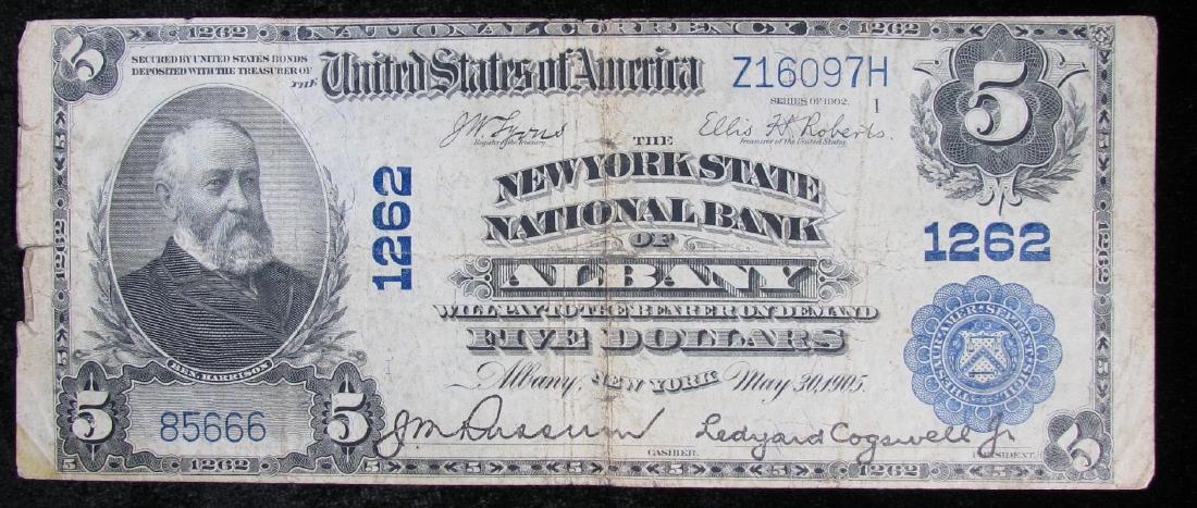 Series 1902 National Currency $5 Note-Albany New York (1 of 6)