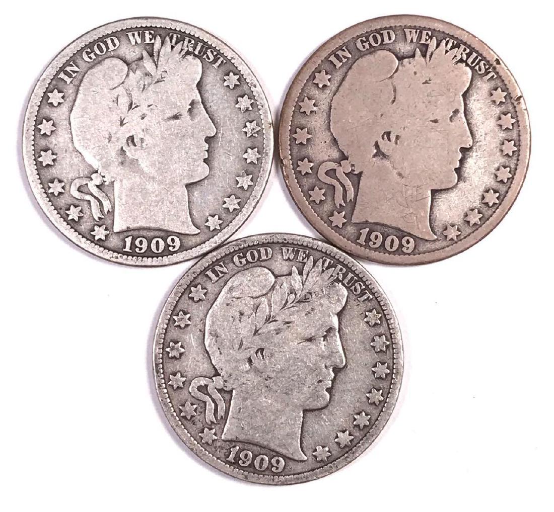 Group of 3 1909 Barber Half Dollars (1 of 2)