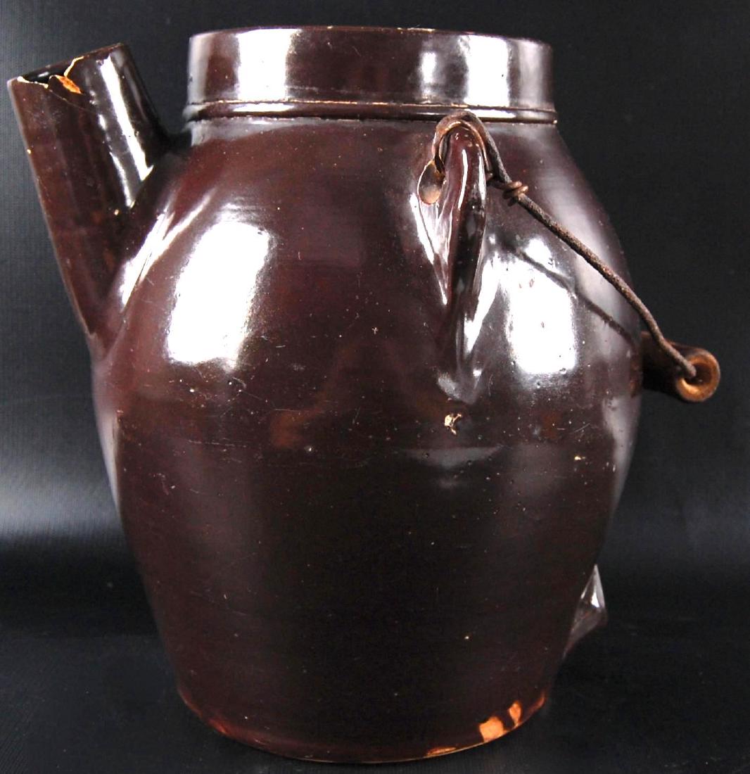 Antique 1 Gallon Brown Stoneware Pitcher with Handle (1 of 4)