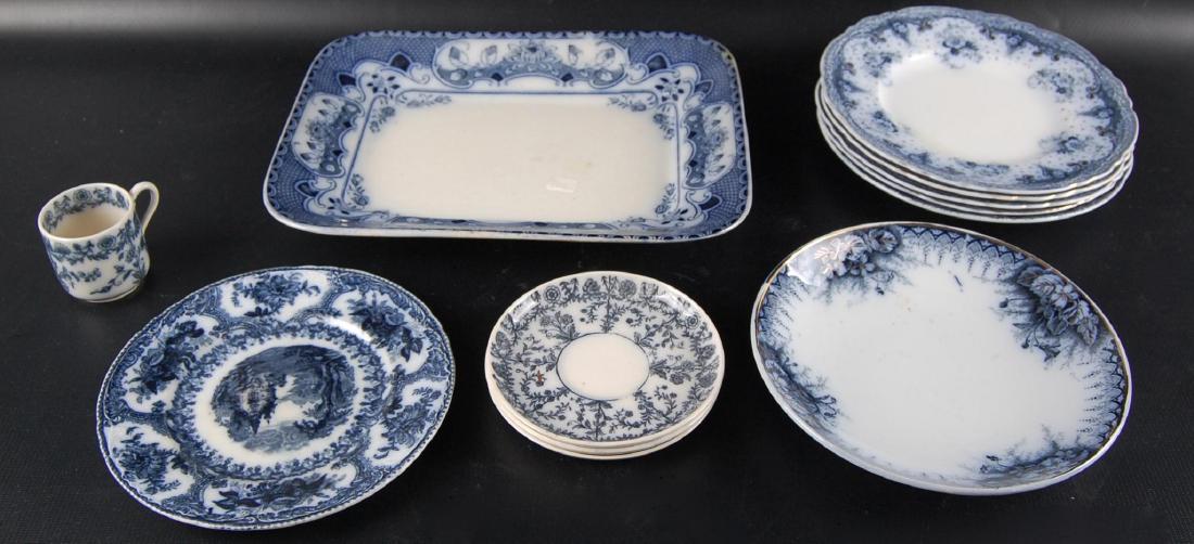 Group of 12 Antique Flow Blue Dishes (1 of 4)