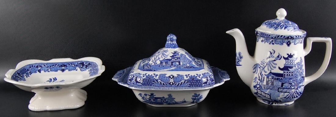 Assiettes Anciennes Blue Willow Burleigh Ware - Porcelaine Anglaise Vintage Bleue