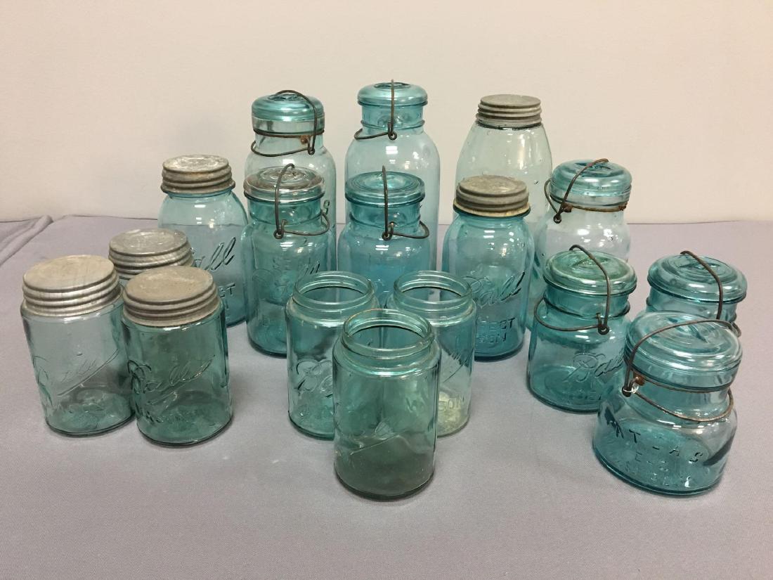 Lot of Ball Blue and Aqua Glass Mason Jars (1 of 4)
