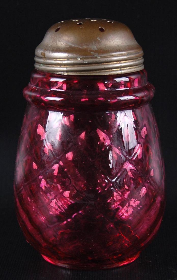 Antique Northwood Ring Neck Cranberry Sugar Shaker (1 of 3)