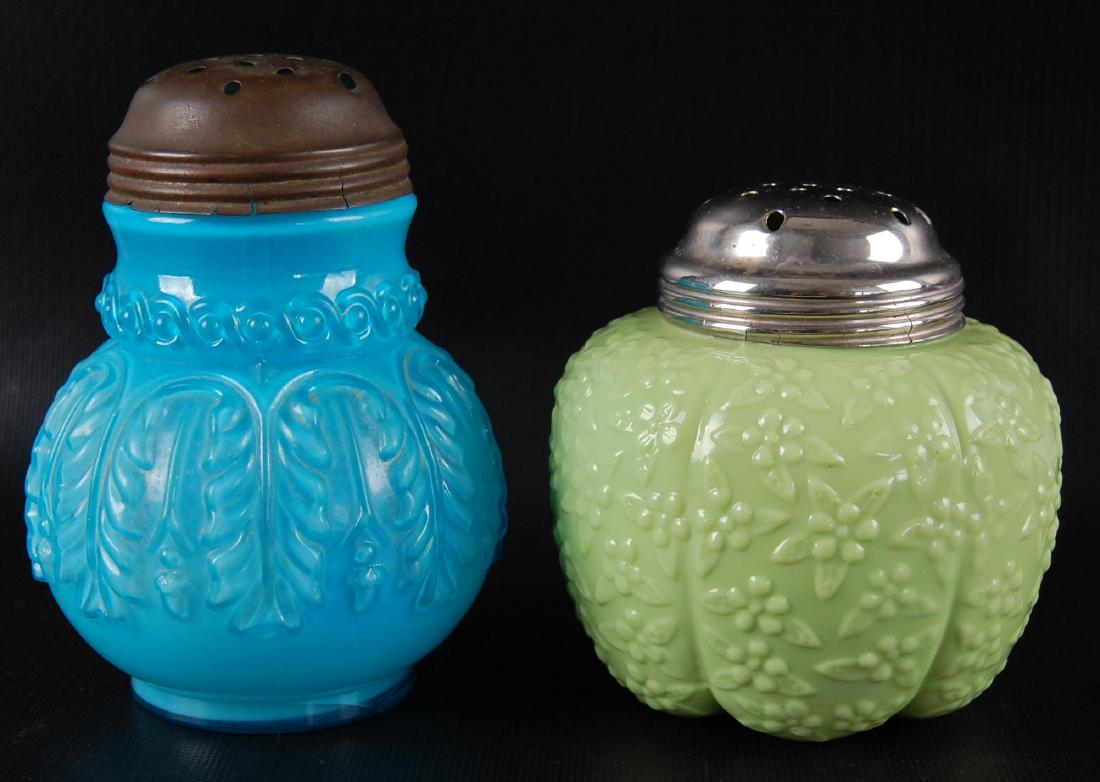 Group of 2 : Antique Sugar Shakers - Blue Cased Glass (1 of 2)