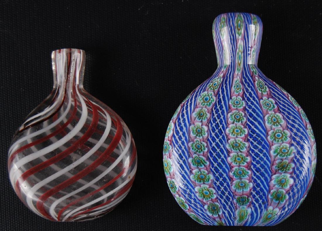 Group of 2 : Antique Art Glass Blown Flasks (1 of 1)
