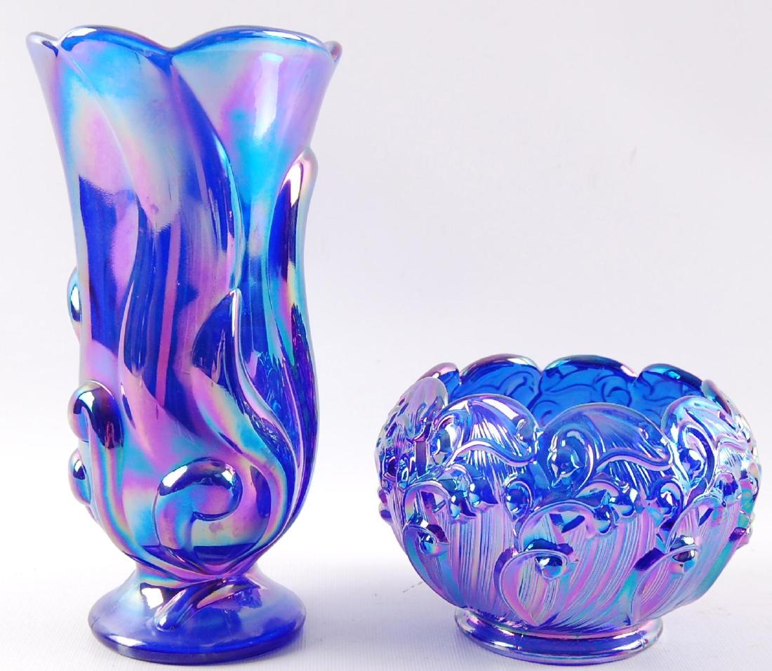 Lot of 2 : Fenton Iridescent Vase and Rose Bowl (1 of 1)