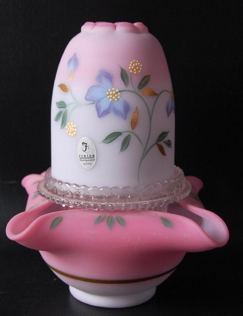 Fenton Signed Burmese Fairy Lamp (1 of 3)