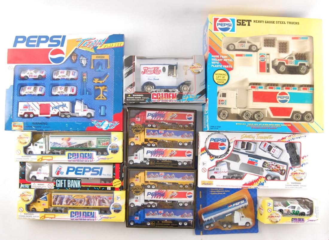 Group of 11 Advertising Pepsi Toy Vehicle Sets in (1 of 4)