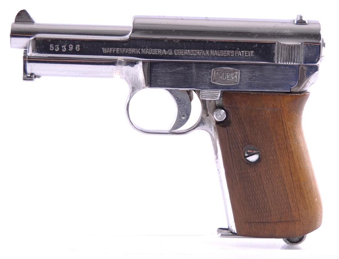 Mauser Model 1914 7.65mm Semi Auto Pistol with Chrome: Serial Number 53396, Mauser Banner, 3 1/4 inch Barrel, Includes 8 Shot Magazine