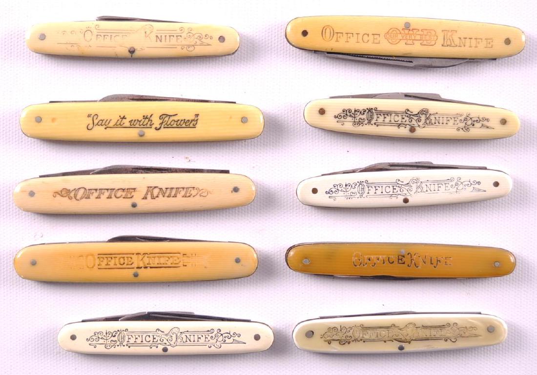 Group of 10 Antique Folding Office Pocket Knives: Largest 6 inches, Includes Our Very Best and More
