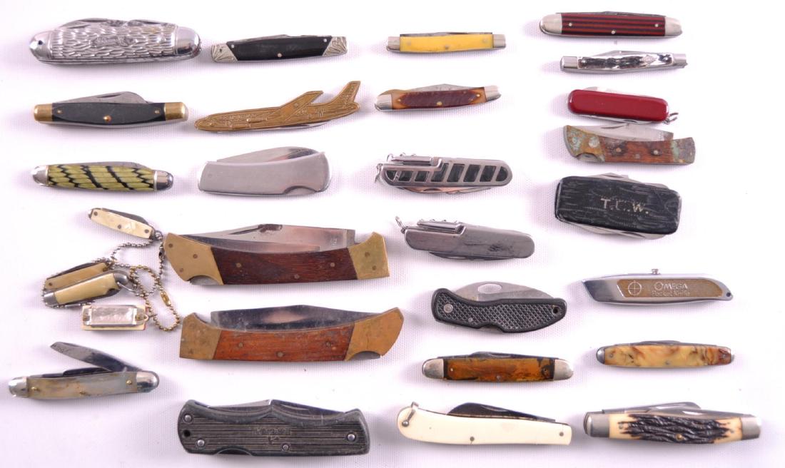 Group of 30 Vintage Folding Pocket Knives: Largest 9 inches