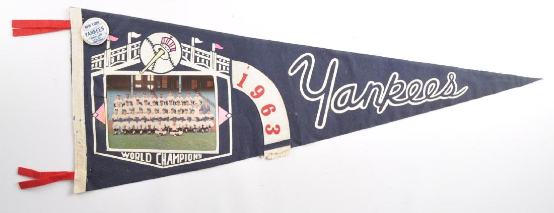 1963 World Champions New York Yankees Felt Pennant with: 29 1/2 x 11 1/2 inches
