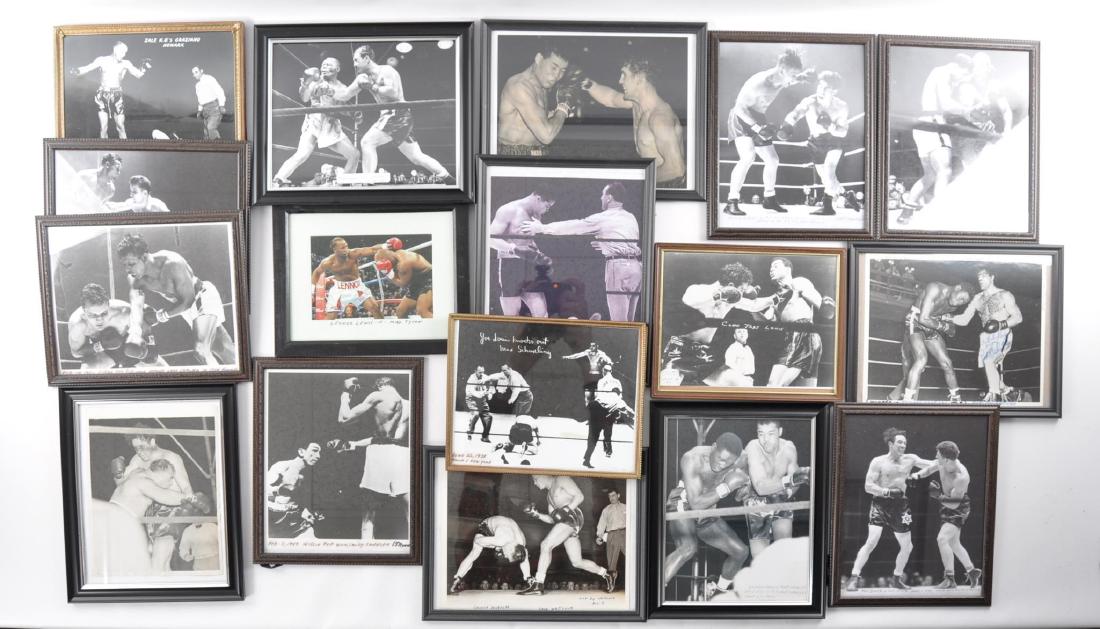 Group of 17 Photo's of Boxing Matches and Boxers: Includes Rocky Marciano, Joe Lewis, and Others. Largest 10 x 12 inches