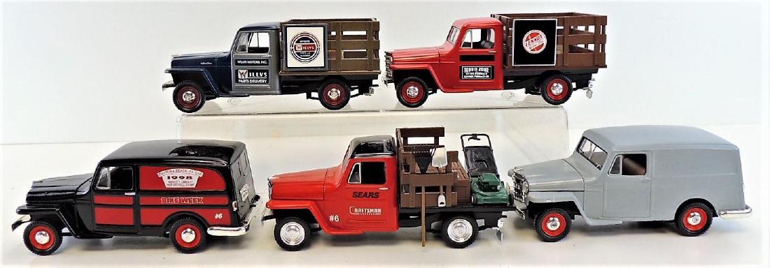 Lot of (5) Liberty Classics Collectible Jeep Die-Casts.: Lennox Air Flo, Sears Craftsman, Willys Delivery Parts, Daytona Bike Week more.