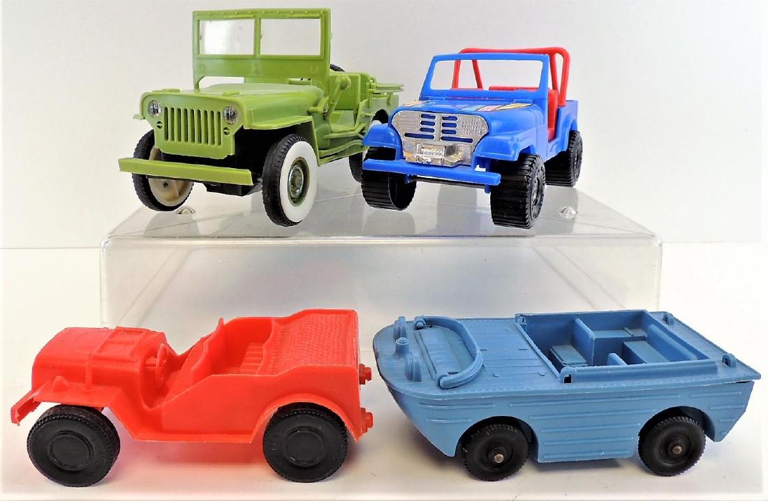 Lot of (4) Vintage Jeep Toys.: Includes Cragstan, Ideal, Process Plastics more.