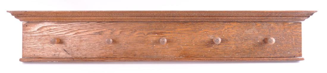 Antique Oak Coat Rack: 27 1/2 x 6 1/2 inches