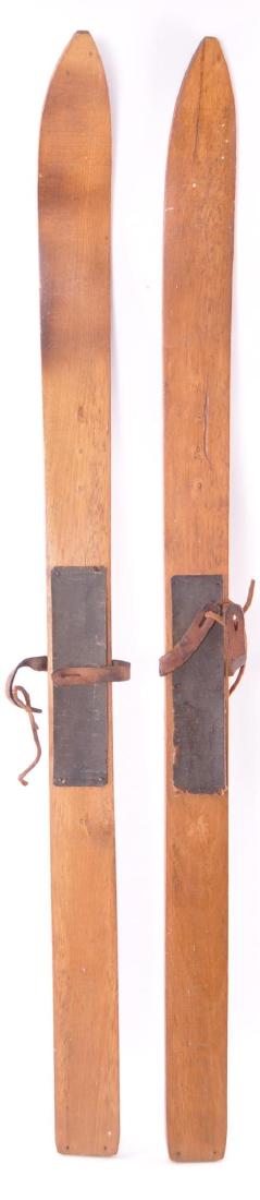 Pair of Antique Primitive Child's Skis: 2 1/2 x 40 inches