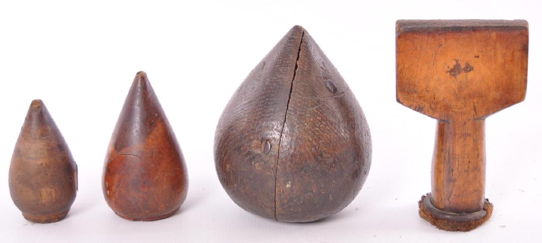 Group of 4 Antique Primitive Wood Shaping Tools: Largest 5 1/2 x 4 1/2 inches