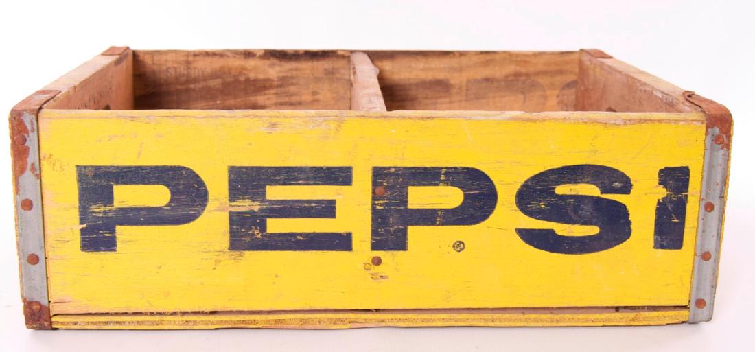 Vintage Pepsi 24 Pack Advertising Wood Crate: 17 1/2 x 12 x 5 1/2 inches